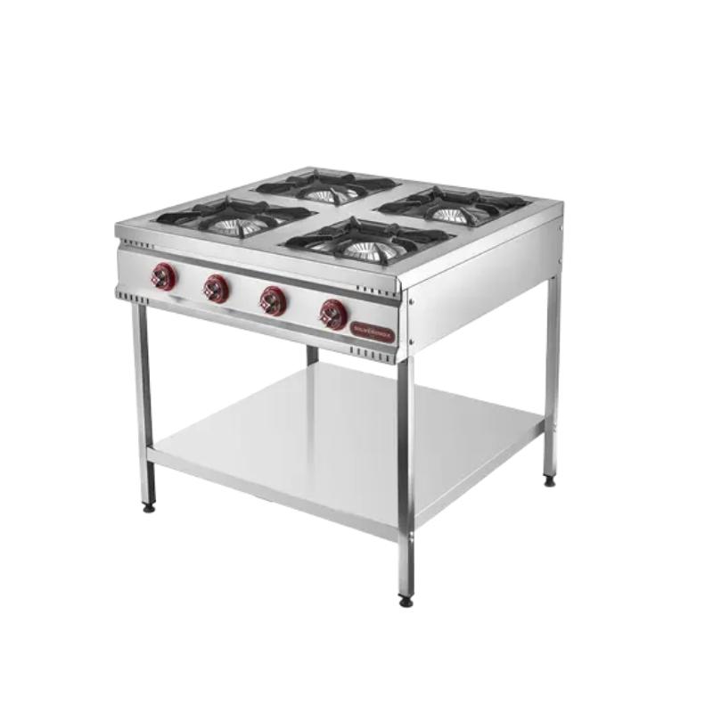 Işıkgaz Silverinox TB-4D  4 Gözlü Doğalgazlı Taban Raflı Ocak